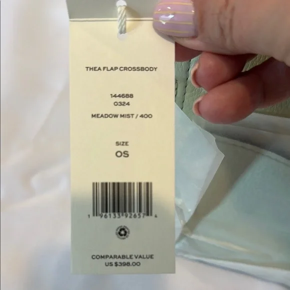 NWT Tory Burch Green and White Crossbody Bag with Flap Closure - Picture 6 of 9